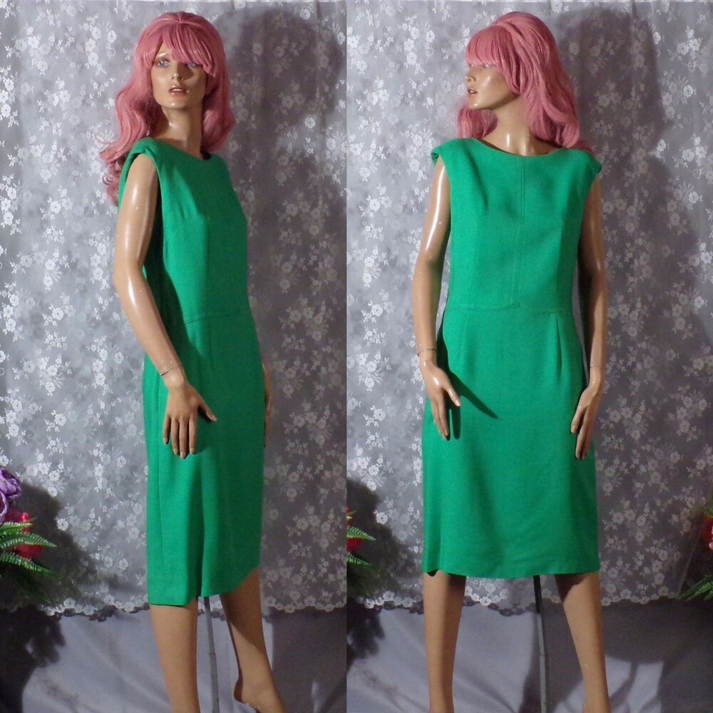 Vintage 60s Green Shift Dress Size Medium 1960s Retro Mod Mad Men Summer Chic